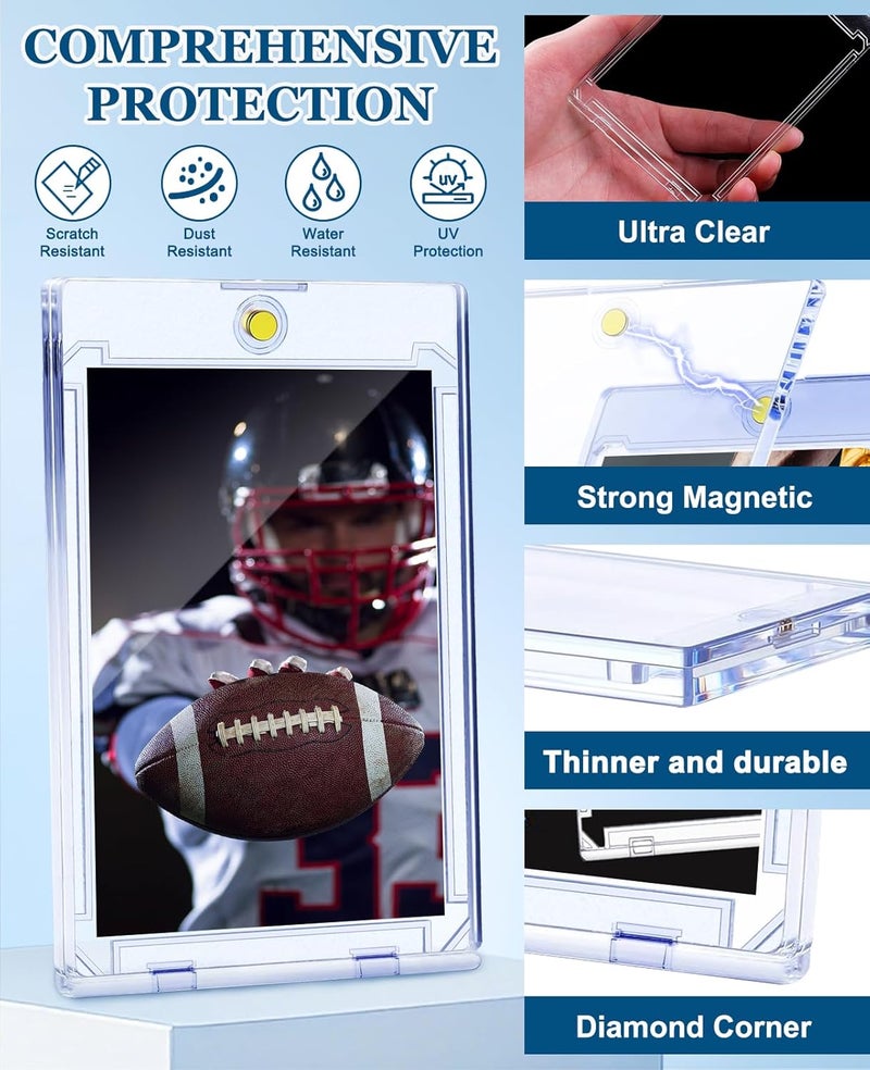 YZtree 130 pt One Touch Card Holder: 40ct Magnetic Card Cases U-V Protection Hard Cards Sleeves Case for Sports Game Cards, Football, Baseball, Trading - Image 4